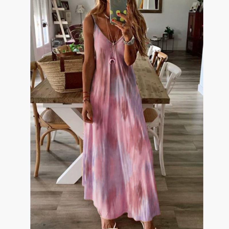 Весенне-летнее платье, женское зеленое длинное платье с v-образным вырезом и цветочным принтом, повседневное богемное женское пляжное платье без рукавов