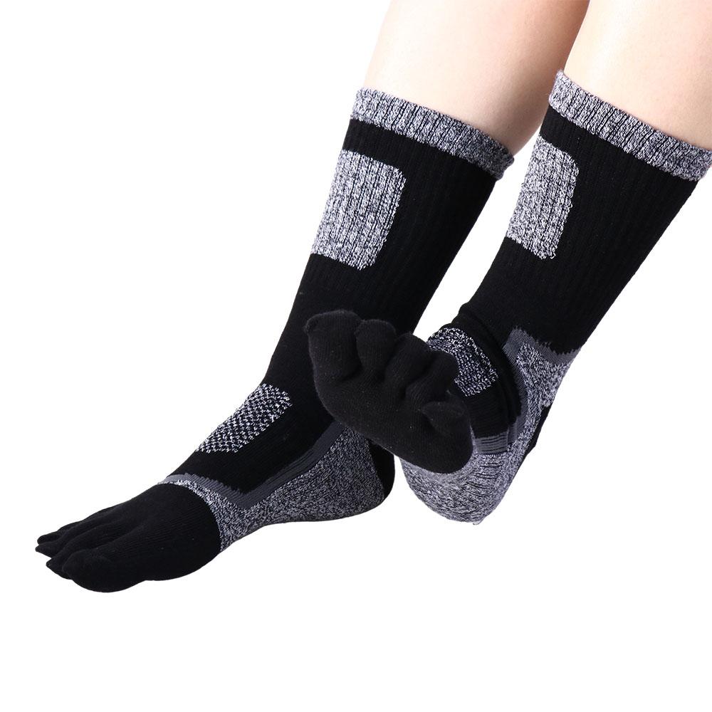 Patchwork Color Thick Long Tube Trendy Retro Middle Tube Hosiery Five Finger Socks Cotton Man Socks