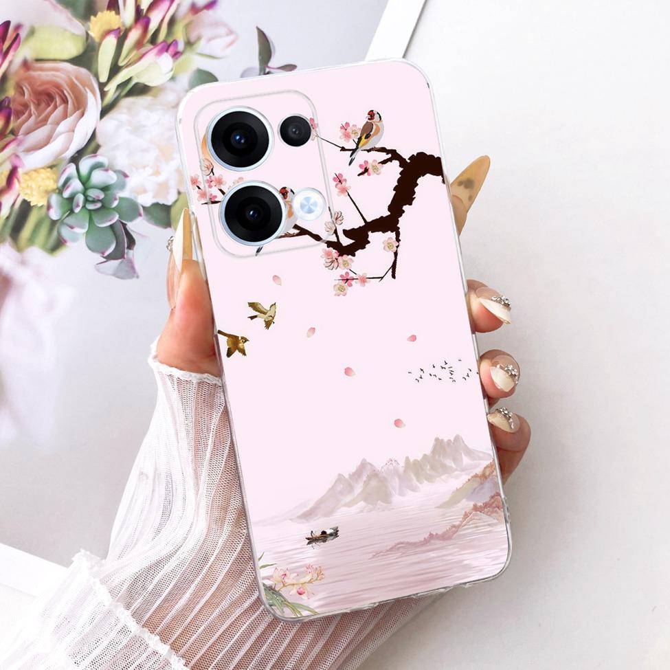 Transparent For Oppo Reno13 Case CPH2689 Cute Cat Fashion Butterfly Funny Painted Casing For Oppo Reno 13 PKM110 Cover