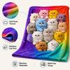 150x130cm Plush Blanket Rainbow Gradient Nap Blanket Cat Print Blanket  for Kids Room Home Travel