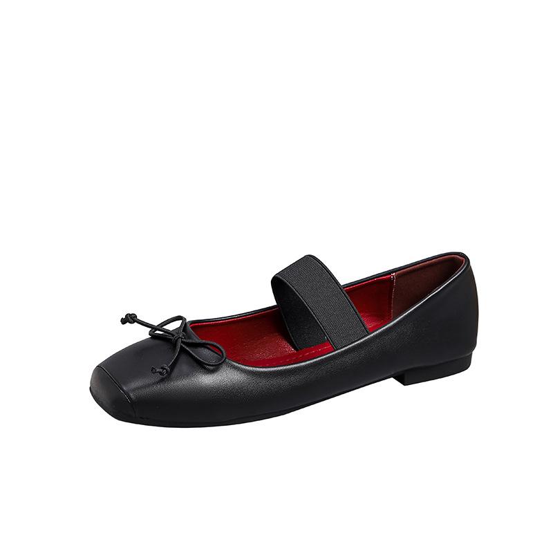 IPPEUM Туфли Мэри Джейн Женские Балетки Большой Размер 44 Туфли-лодочки с Квадратным Носком На Плоской Подошве 2025 Новые Туфли Балерины