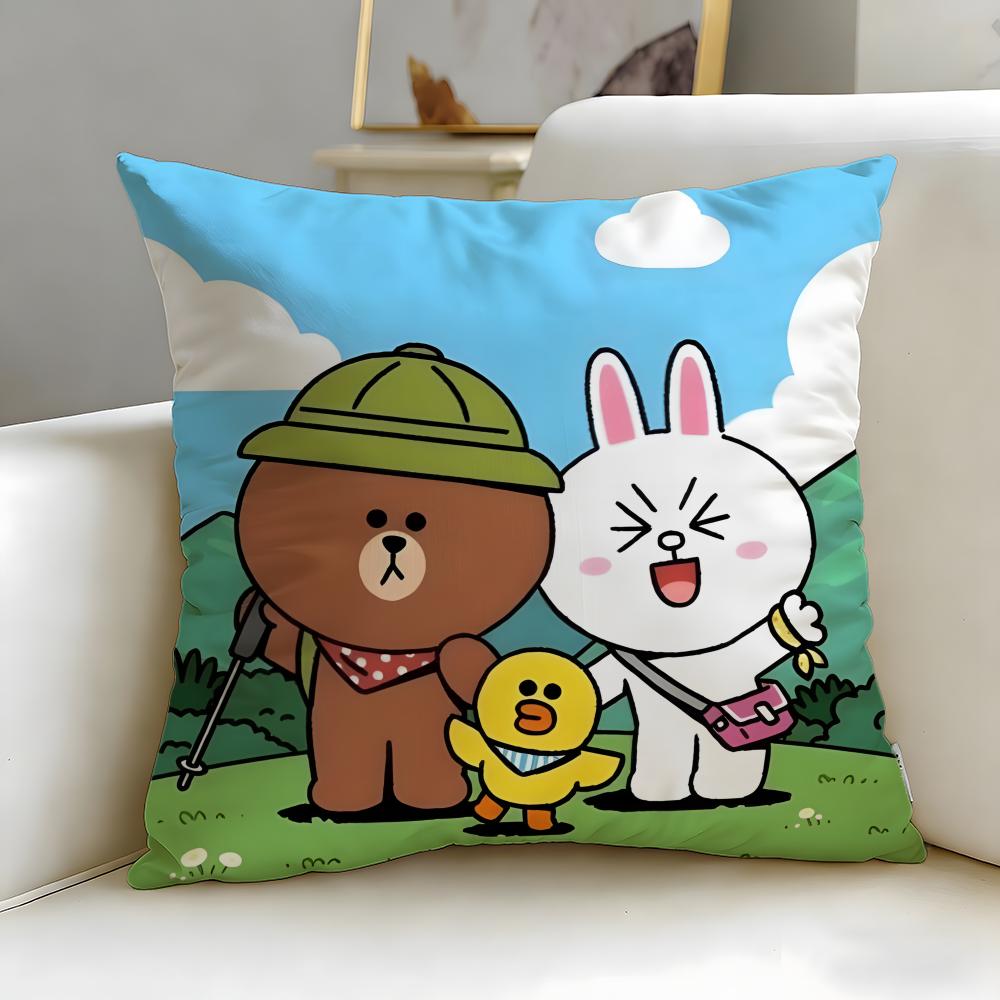 Популярный мультяшный бренд LINE friends Наволочка Мягкая и Легко стирающаяся – Универсальная для Дивана, Кровати, Путешествий и Офиса