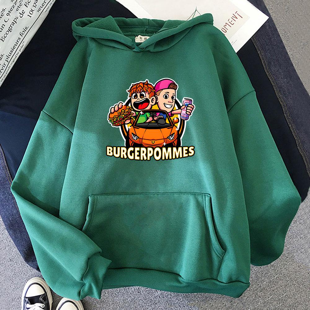 Burgerpommes Icrimax Графические толстовки Удобная повседневная хип-хоп уличная одежда унисекс мужские/женские флисовые толстовки с капюшоном с принтом