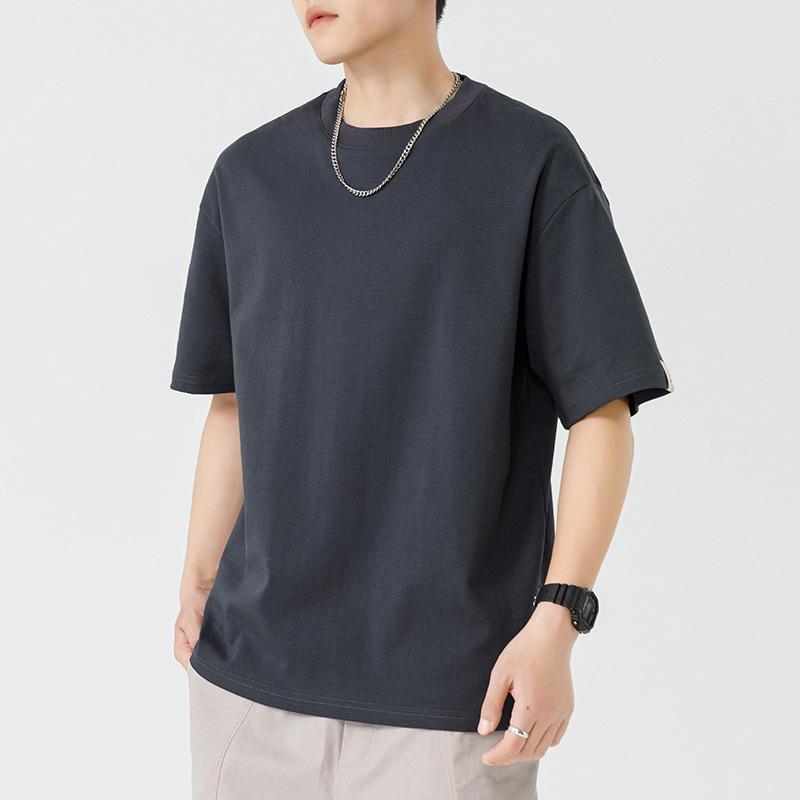 Мужская футболка свободного кроя, минималистичная, с круглым вырезом, однотонная, летняя, с коротким рукавом