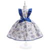 Платье с цветочным узором для девочек от 3 до 10 лет, летнее бальное платье с бантом, одежда, детские платья принцессы, детская нарядная одежда