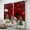 Christmas Carnival Christmas Tree Snowman Curtain Hat Gift Red Living Room Kids Bedroom Window Decor Curtain 2 Panel