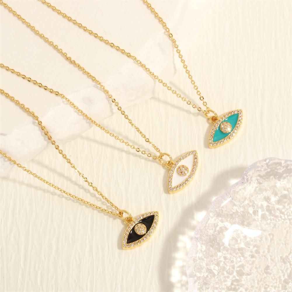 Европейское и американское новое креативное ожерелье с подвеской в виде капли масла с турецким сглазом, винтажная простая элегантная микроинкрустация, цепочка на ключицу со сглазом
