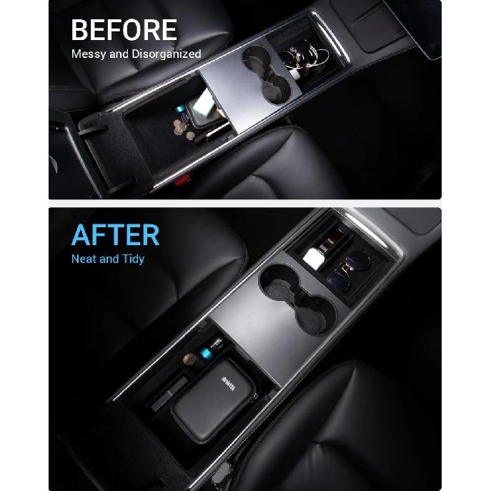 For Tesla Model Y/3 Center Console Organizer Tray Armrest Storage Box Hidden Cubby Drawer Fit 2021-2024 Model Y 2021-2023 Model3