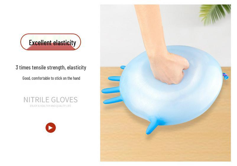 Durable Waterproof Disposable Nitrile Gloves - Food Grade, Powder-Free for Household, Dishwashing, Work & Tattoo