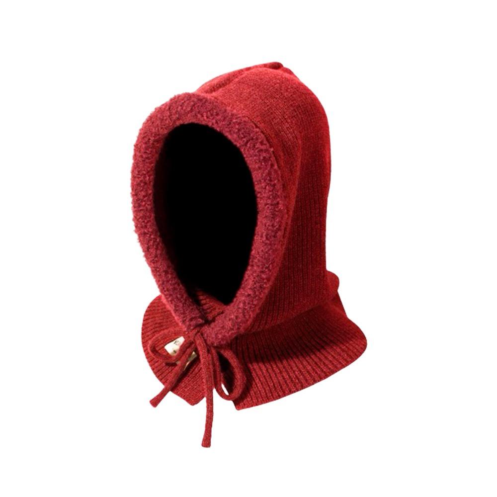 Плюшевая вязаная шапка с защитой шеи, шапка на шнуровке, новый капюшон-шарф, осень-зима