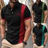 Summer Men's Short Sleeved Golf Polo Collar Color Blocked Fashionable Business Casual Comfortable Men's Top Polo Shirt