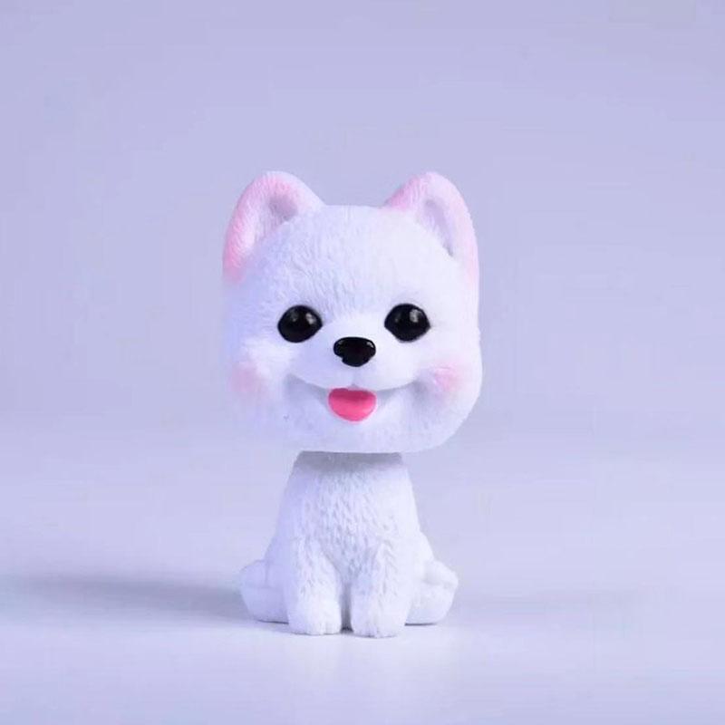 Автомобильное украшение 9 см, трясущаяся голова собаки, украшение для приборной панели автомобиля, кивающая игрушка для щенка, плюшевый хаски, померанский шпиц, домашняя комната, автомобильные аксессуары