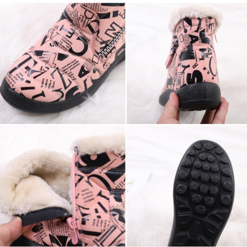 Женские зимние ботинки, новые модные, сохраняющие тепло, женская обувь на молнии, повседневные, водонепроницаемые, ботильоны, плоские ботинки, женские, детские зимние ботинки