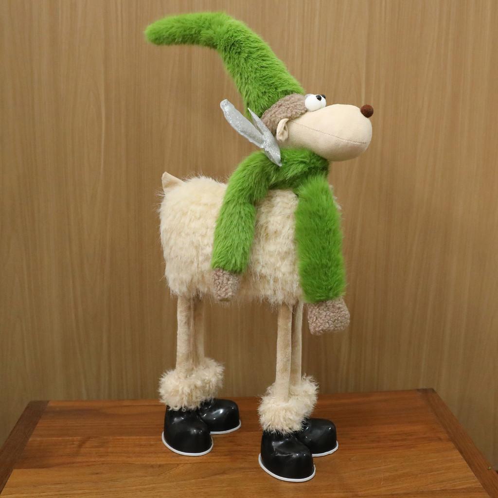 Reindeer Snowman Doll With Green Scarf Xmas Festive Decoration For Home