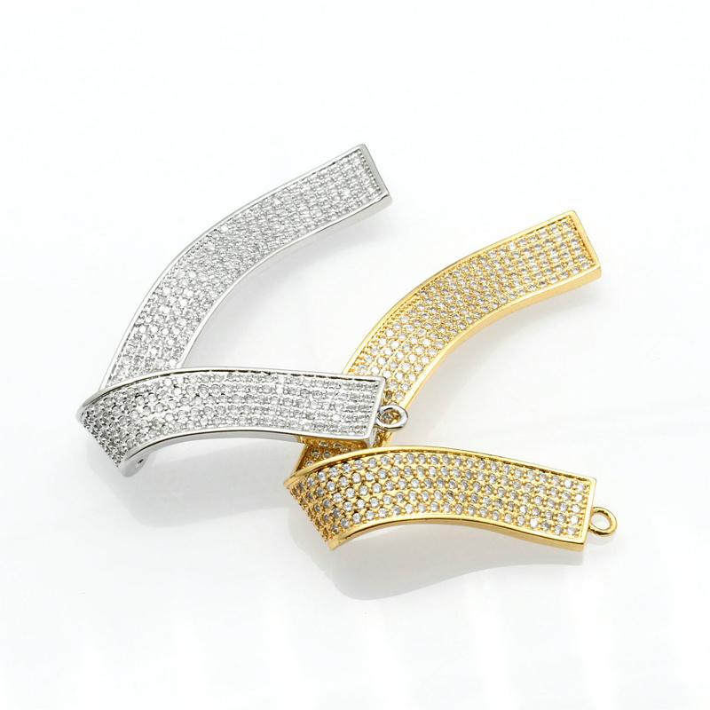 Special Design Gold Silver Plating CZ Setting DIY Necklace Making Special Silk 7 Shape Brass Pendants for Luxury Jewelry