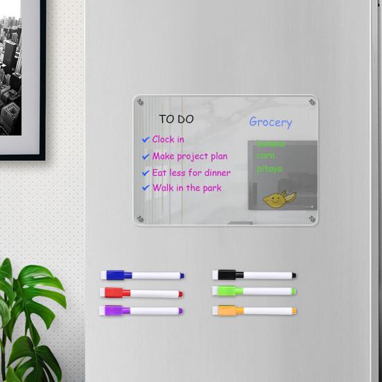 Yousheng Акриловая магнитная доска для заметок Сухостираемая записная книжка для холодильника с сильными магнитами Устойчивый к царапинам календарь для планирования для кухни офиса