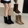 2025 Autumn and Winter New Round Head Belt Buckle Thick Heel Martin Women's Short Boots Knight Women's Boots