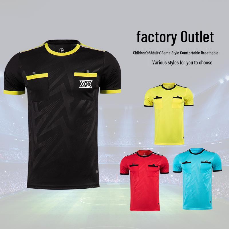 Breathable Adult Football Kit: Sweat-Wicking Jersey & Shorts Set with Short Sleeve Training Top Referee Uniform