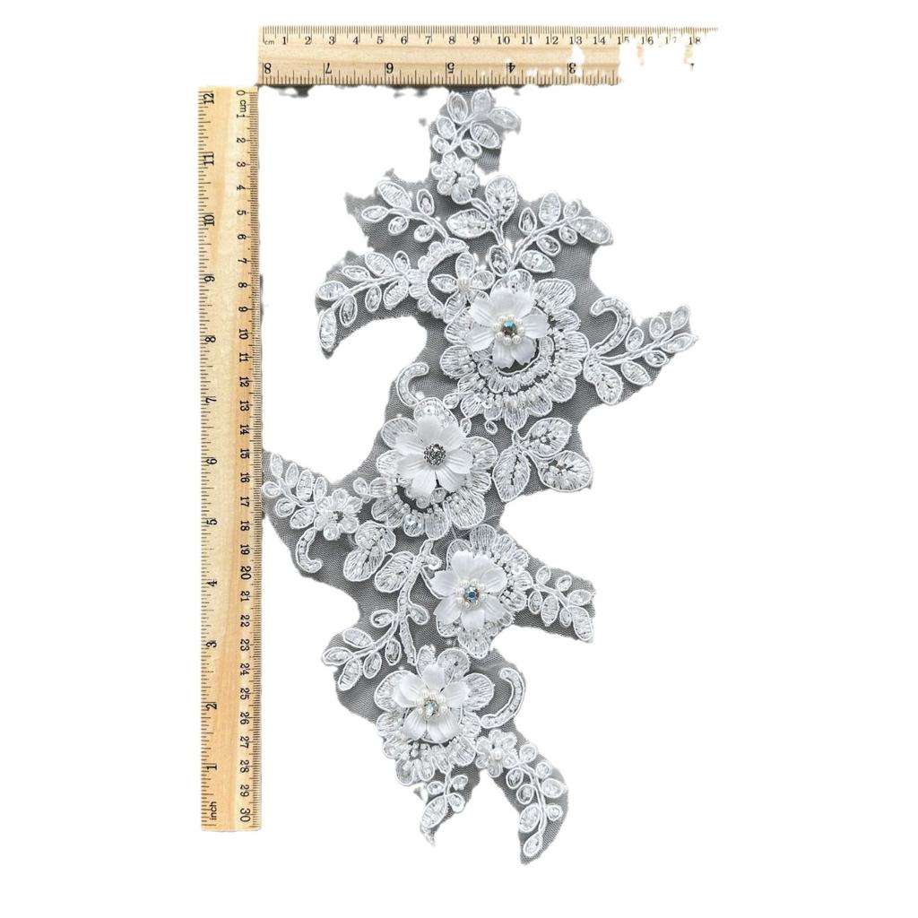 Three-Dimensional Lace Sequins Flower Clothing Wedding Dress Cheongsam Accessories Beads Hand Sewn Clothing Accessories Diy Jewelry Decoration