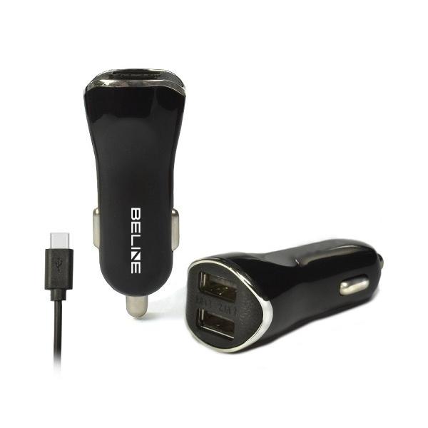 Ładowarka samochodowa 2,1A Beline USB-C/2xUSB Czarna