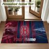 Crystal Velvet Square Rug Custom NameBoston Red Sox Pattern Non Slip Home Floor Decor Rug