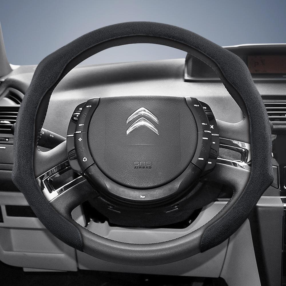 vcxja9 Suitable for Citroen Premium Suede Snap-On Steering Wheel Cover, Non-Slip and Durable, for C3 C4 X Berlingo C5 Aircross Jumper Spacetourer 
