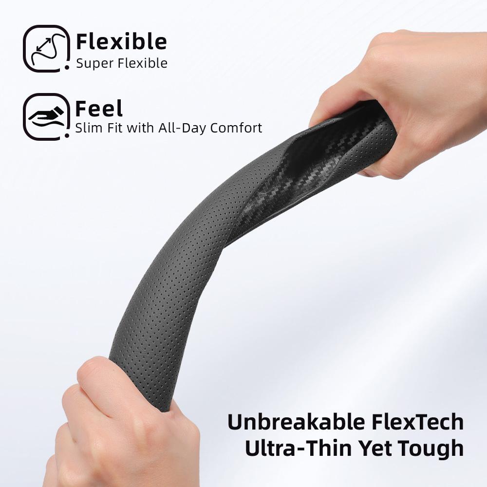Suitable for Citroen Breathable Leather Steering Wheel Cover with Segmented Quick-Release Design, Non-Slip and Durable, for Models Such as C3,