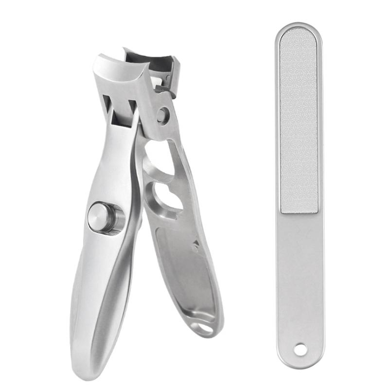 Stainless Steel Nail Clippers Wide Jaw Opening Sharp Blade with Nail File