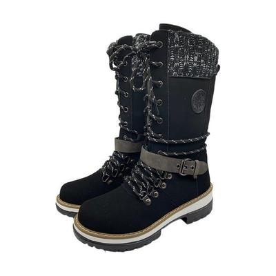 Женские ботинки больших размеров средней высоты и высокие, новые осенне-зимние, на танкетке, на толстом каблуке, шерстяные ботинки Мартин