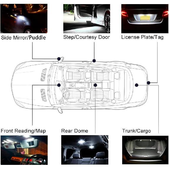 10Pcs Interior LED Lights Bulb Kit For Ford F150 F-150 1997 1998 1999 2000 2001 2002 2003 Map Dome License Plate Lights Super Bright 6000K White F150