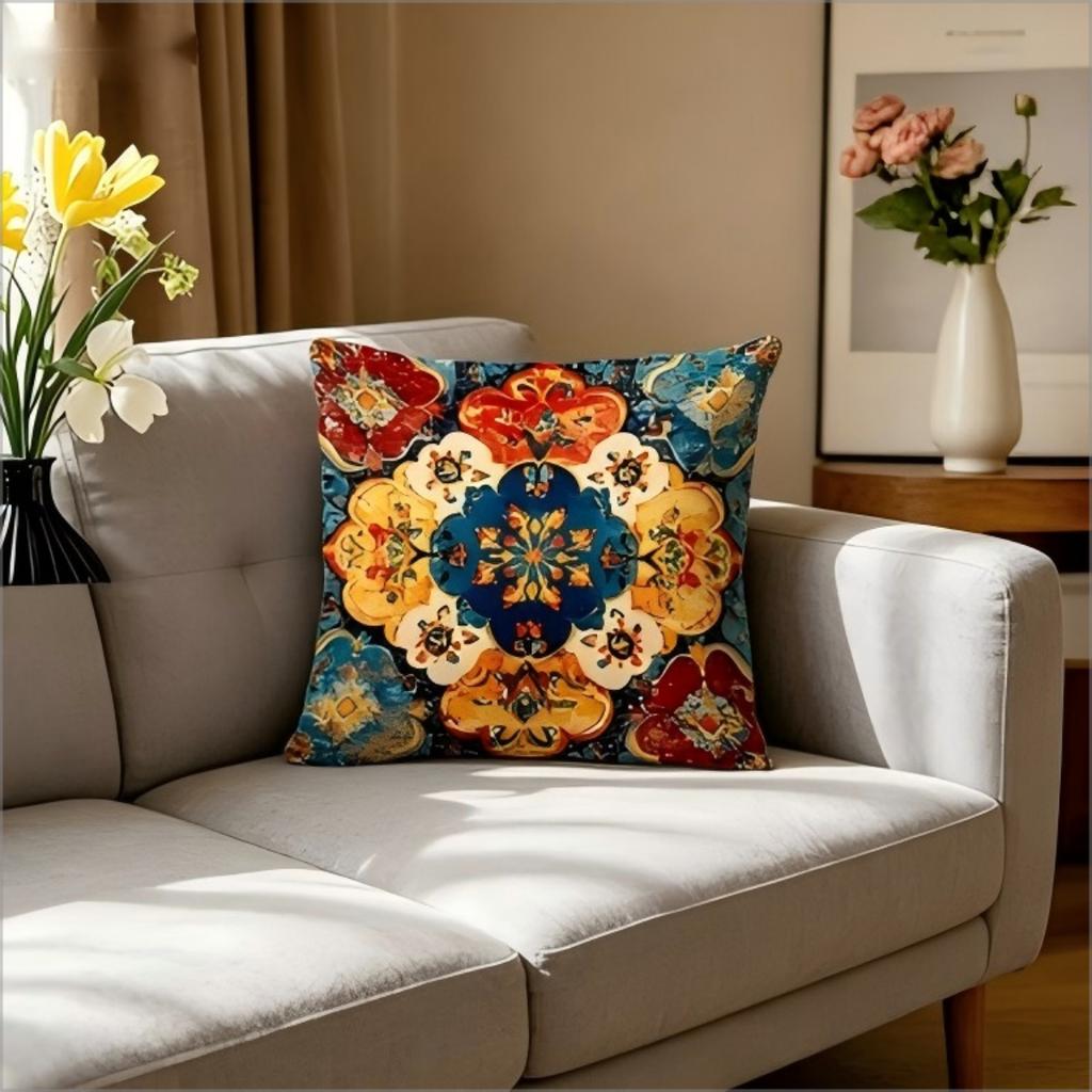 Vintage Boho Mandala Pillow Cover Ethnic Turkish Kilim Print Cushion Case For Sofa Couch Bohemian Moroccan Home Decor Boho
