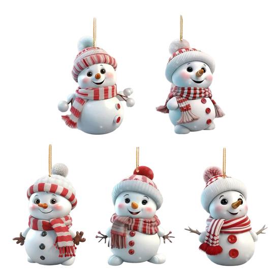 Деревянные рождественские украшения в виде снеговика, мультяшный снеговик в шляпе и шарфе, украшение на рождественскую елку для зимнего фермерского праздника