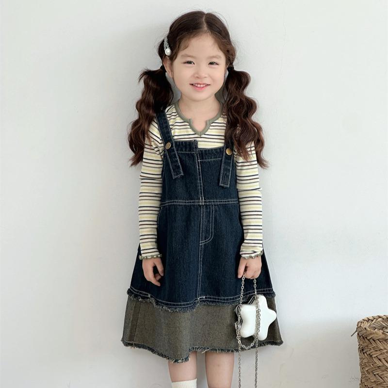 Новое повседневное платье-рубашка из денима в стиле ретро для девочек на весну и осень