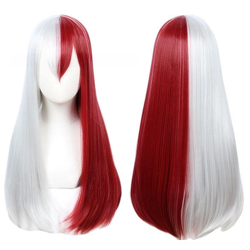 My Hero Academia Cosplay Wig For Todoroki And Bakugo Fans 65cm Length Red And White