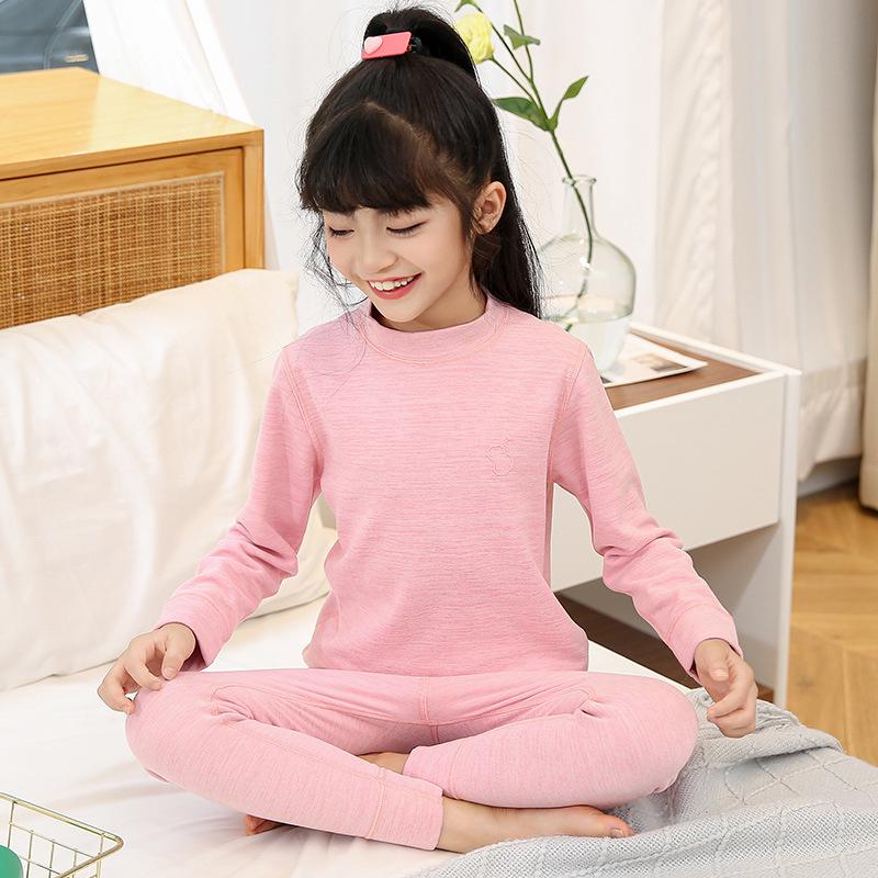 Детский термобелье из шелка и шерсти: Осенняя одежда и брюки для мальчиков и девочек, облегающие пижамы.