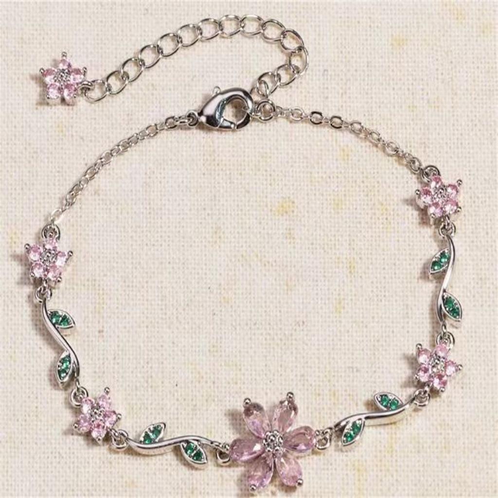 Милый и Цветочный Браслет из Меди с Цирконом в Виде Бабочки, Подарок на День Святого Валентина