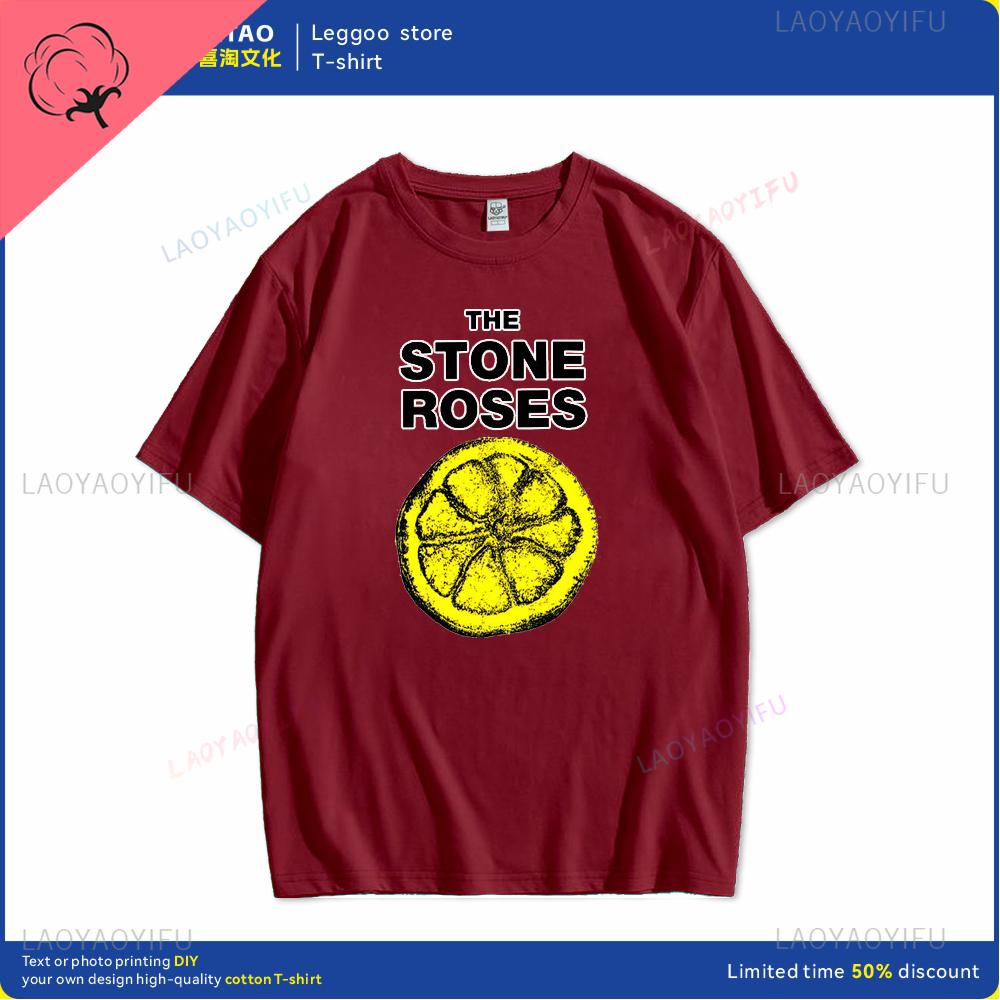 Human stone rose lemon name printed pattern fashion Harajuku trend Street wear men and women universal shortsleeved Tshirt