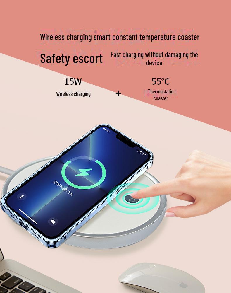 Умный изоляционный коврик с подогревом: Беспроводной керамический подогреватель чашек с быстрым нагревом и постоянным контролем температуры