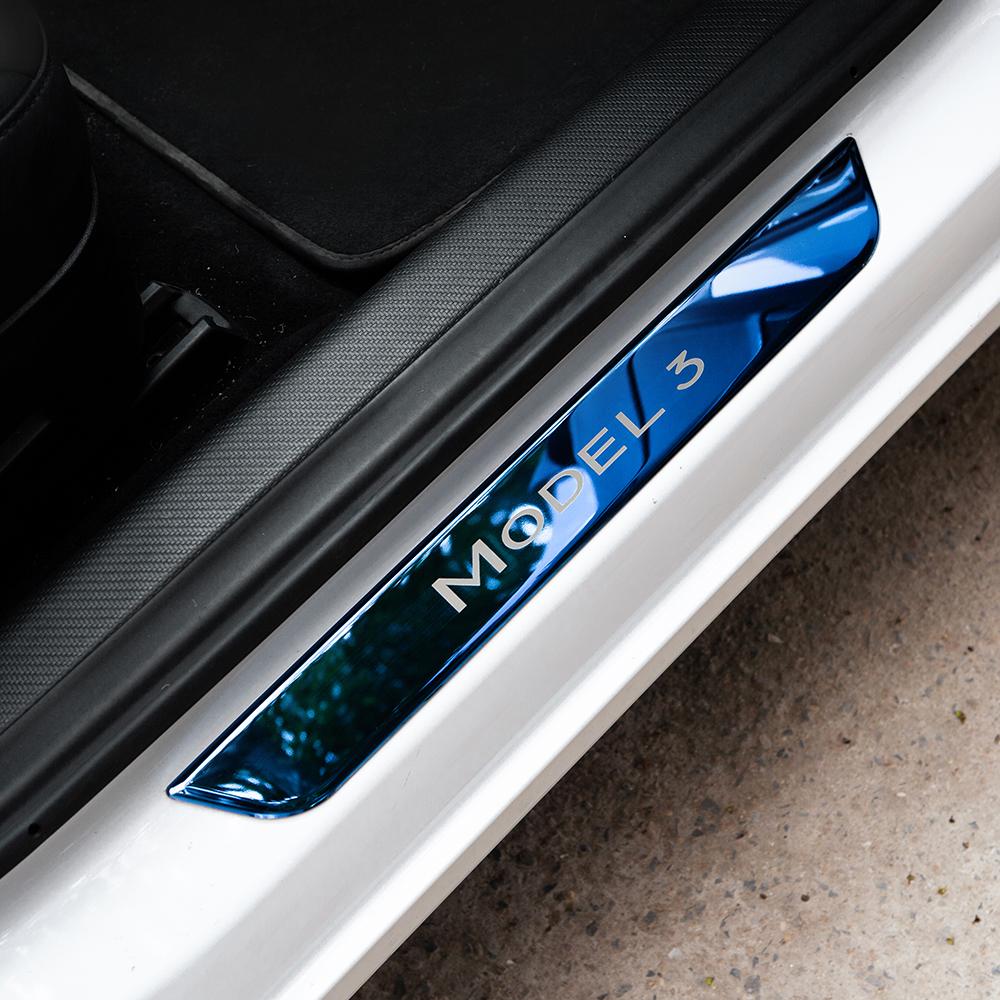 Tesla Door Sill Metal Pedal Protector Cover Accessories For Model 3 Car Threshold Strip Decoration Sticker Model3 2017-