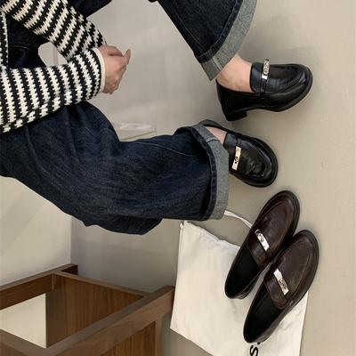 2025 осень новые замшевые лоферы женские в британском стиле маленькие кожаные туфли туфли-однопедальки ленивые туфли универсальные туфли на плоской подошве