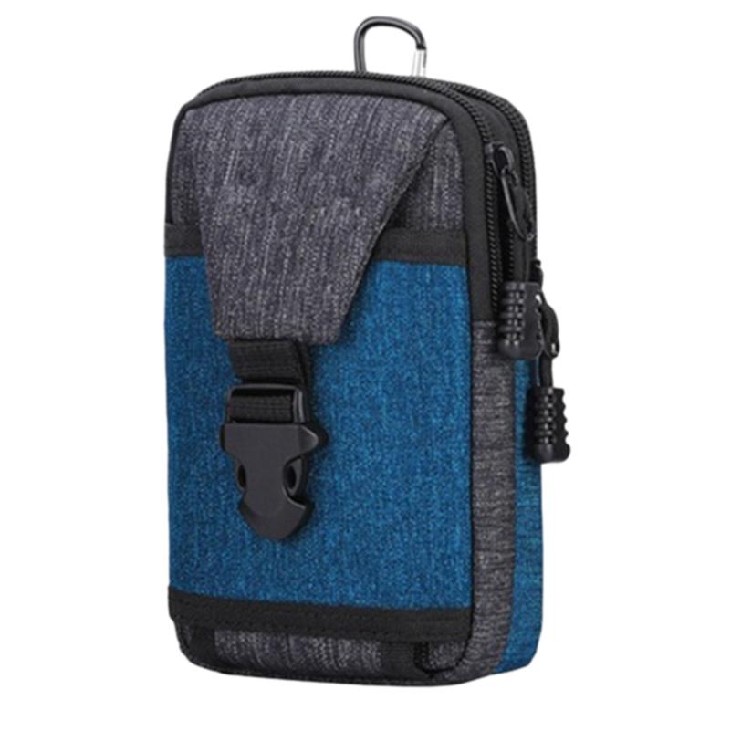 Men's Large Capacity Double Zipper Cell Phone Pocket Change Waist Bag with Belt Pocket