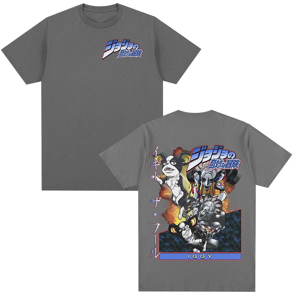 Аниме JoJo's Bizarre Adventure Игги Манга Графические Футболки Мужские Женские Одежда Мода Повседневные Свободные Короткий Рукав Футболки Топы