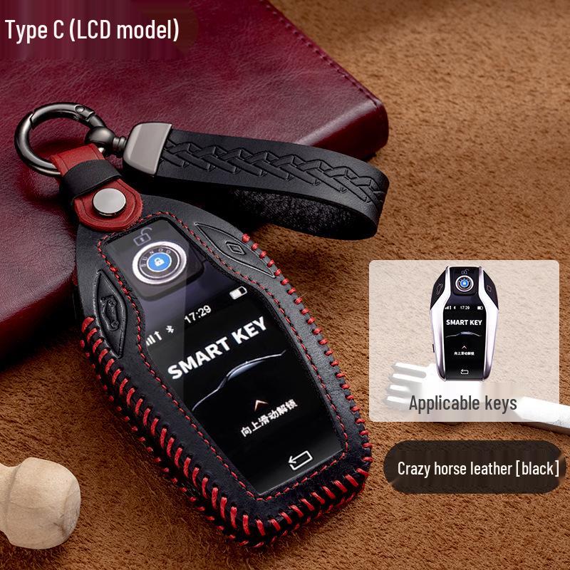 Чехол для ключа BMW с ЖК-дисплеем: Чехол из натуральной кожи для 1, 3, 5, 7 серии, X1, X3, X4, X5, X6, Blade 525, 320li. Дизайн с полной оберткой.