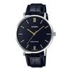Quartz Men's Watch MTP-VT01L-1B Black with Black Leather Band, Overseas Model