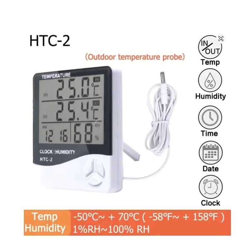 Цифровой ЖК-термогигрометр HTC-2/HTC-1 для дома, помещений, улицы, с часами