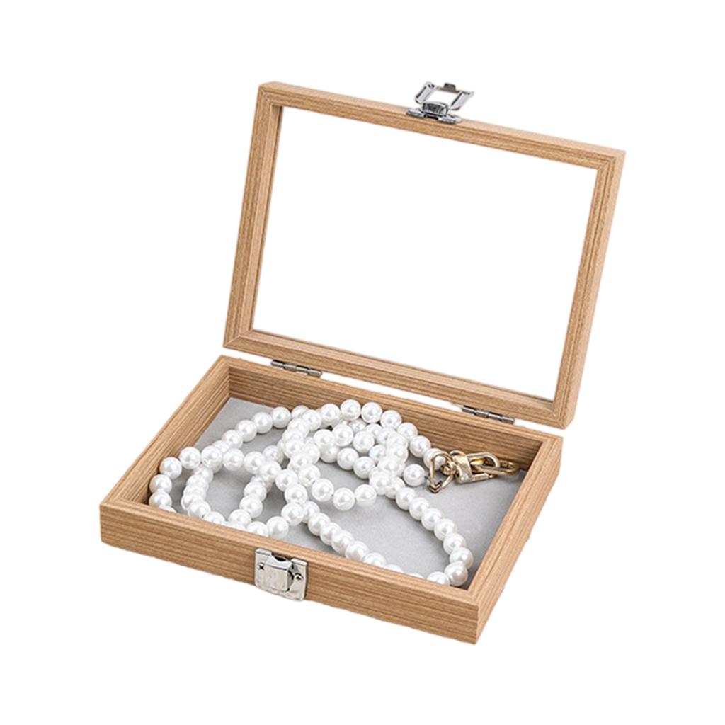 Elegant Wooden Jewelry Box with Dustproof Lid Necklace and Ring Organiser Case Accessories Storage Container for Home