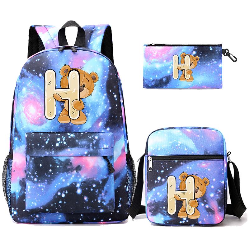 3 шт./компл., рюкзак с 26 английскими буквами, рюкзак для мальчиков и девочек, кавайная сумка на плечо, пенал, студенческая сумка