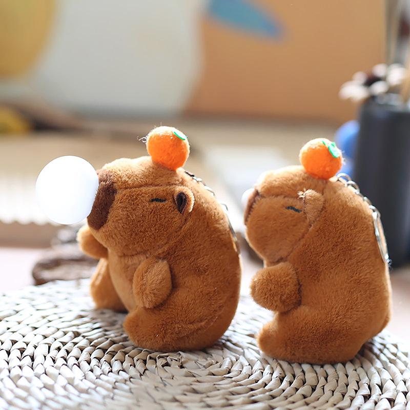 15Cm Cute Bubble Spitting Capibala Pendant Plushie Dolls Stuffed Plush Doll Capybara Toys Bag Keychain Ornaments For Kids Gifts