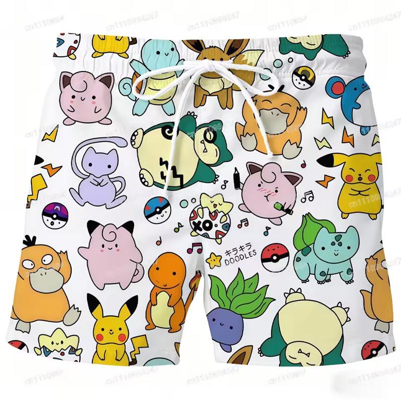 Летние пляжные шорты Psyduck 2026 Pokemon Мультяшные Быстросохнущие Board Shorts Милый принт с уткой Повседневные праздничные брюки для мужчин женщин Спорт