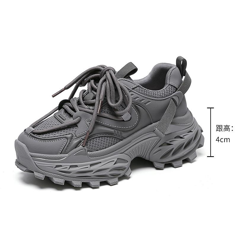 2025 Spring Black Versatile Platform Dad Shoes Women's New Retro Women's Shoes Soft Sole Heightening Casual Sports Shoes